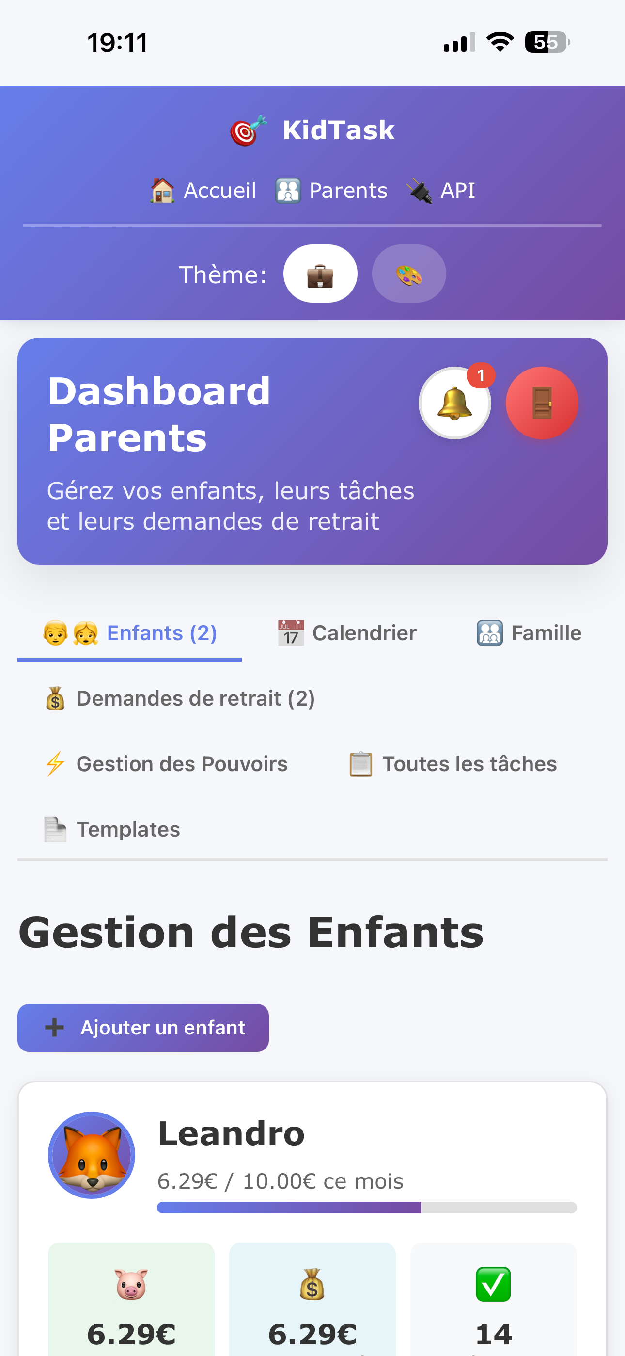 Dashboard parents