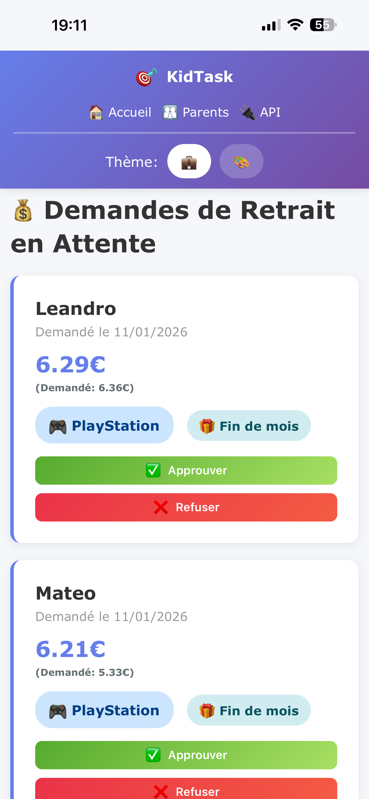 Gestion retraits